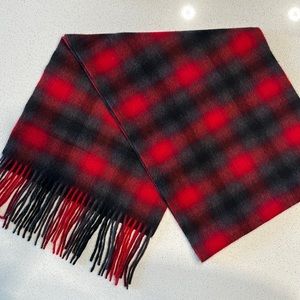 Cashmere Blend Scarf in red, black and charcoal plaid